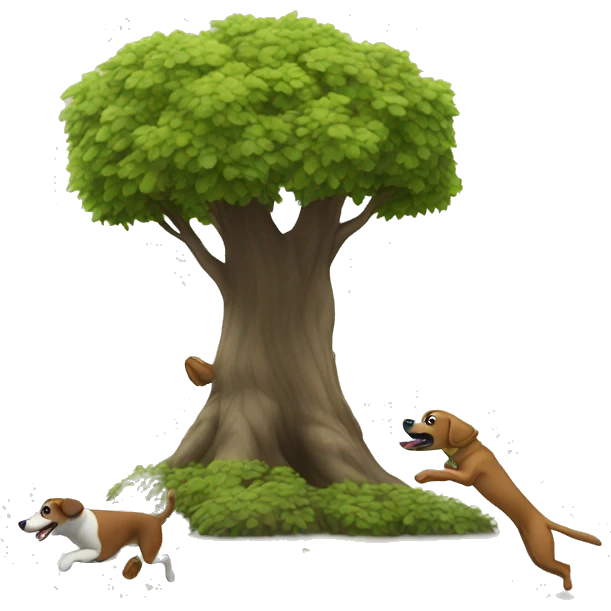 tree chasing dogs emoji