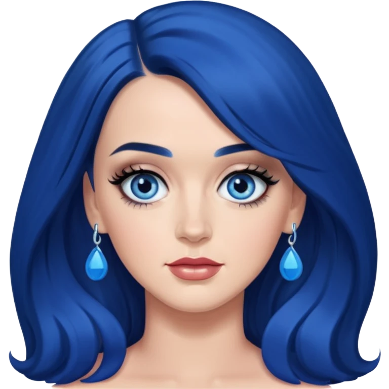 Katy Perry with blue eyes, dark blue long hair emoji