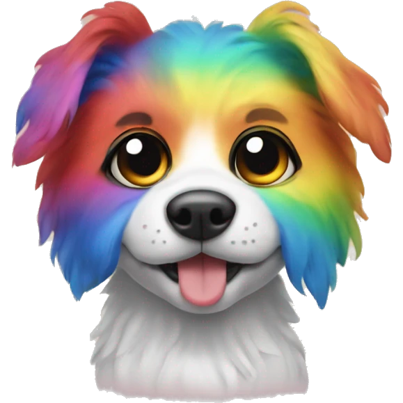 Rainbow dog with eyelashes emoji