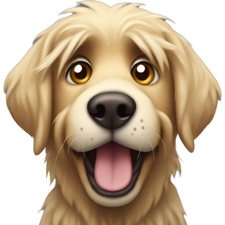 shaggy scared dog similar to labrador with sticking out hair emoji