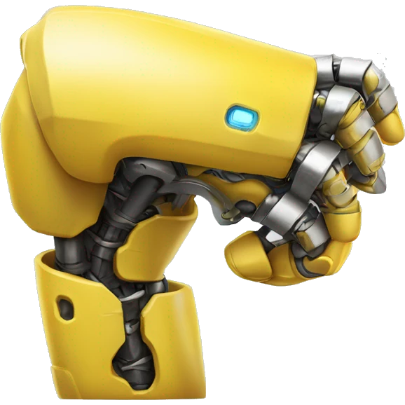 Yellow mechanical cyborg bicep that’s flexing emoji