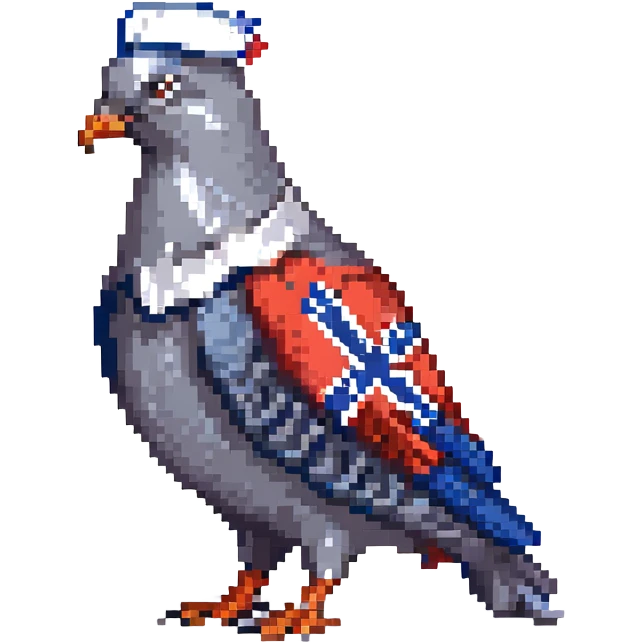 pigeon with Norway's flag as a collar emoji