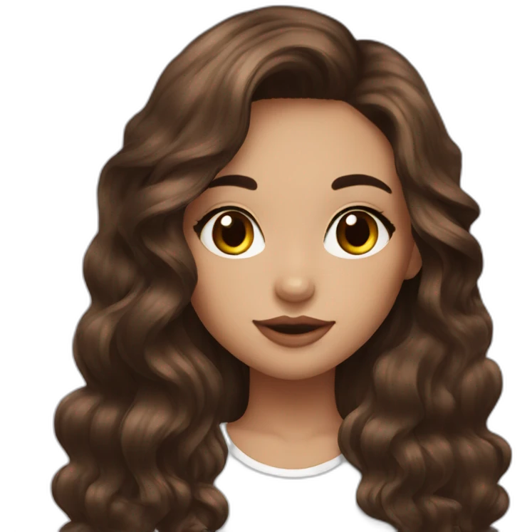 pretty girl brown long hair makeup with black kitten emoji