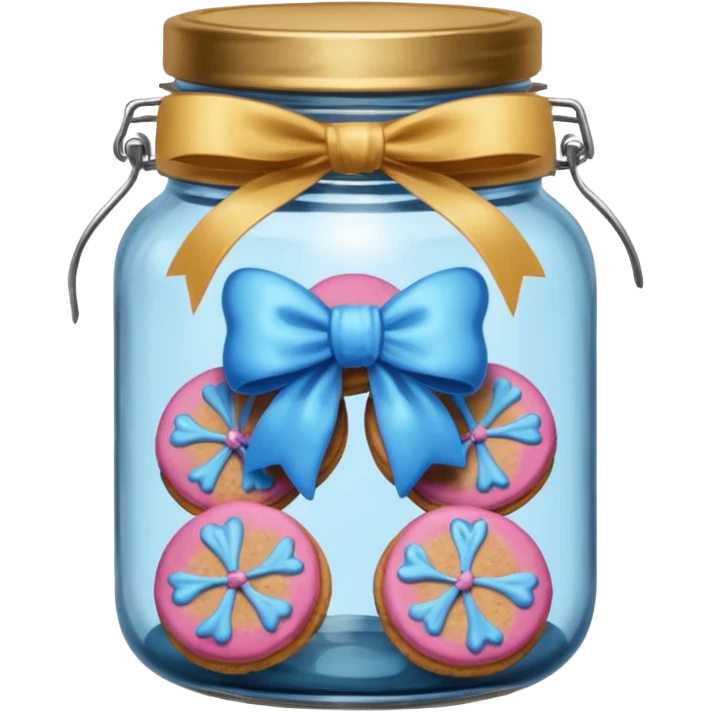 Blue Ginger biscuits in a jar with a bow emoji