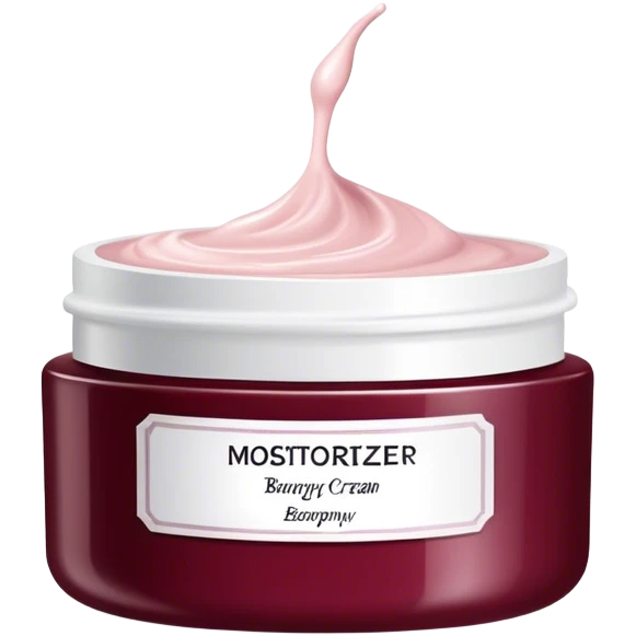 body moisturizer cream pot with label Burgundy emoji