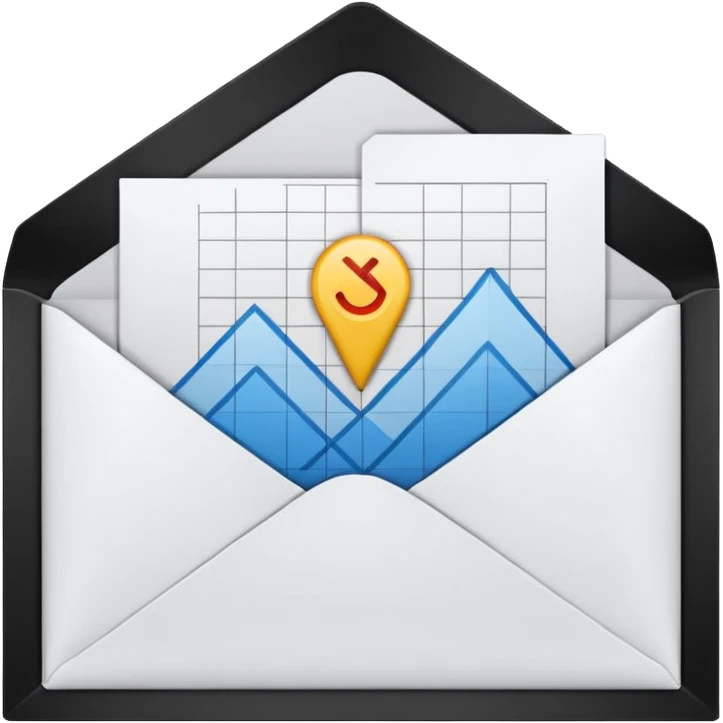 a paper with a graph in an envelope emoji