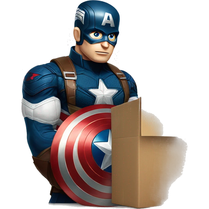 Captain America is preparing a package emoji
