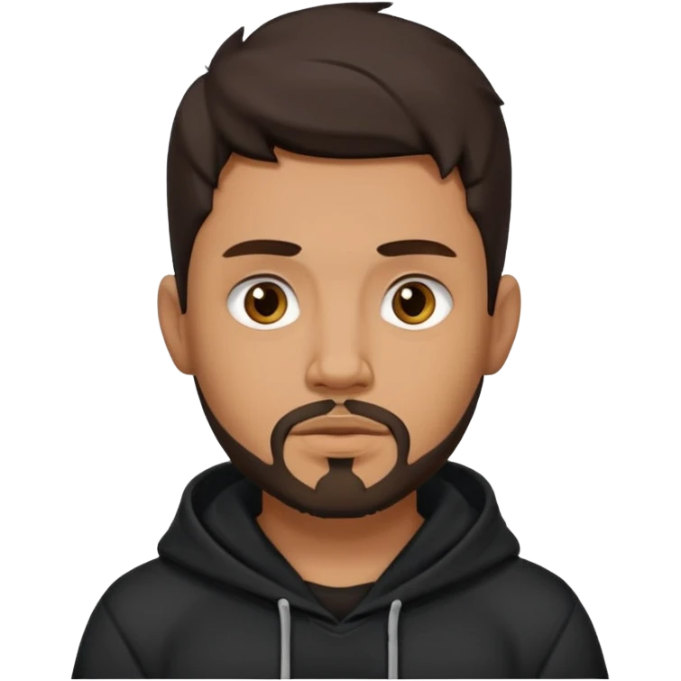medium skin tone man with dark hair and a goatee beard, septum piercing, wearing a dark hoodie emoji