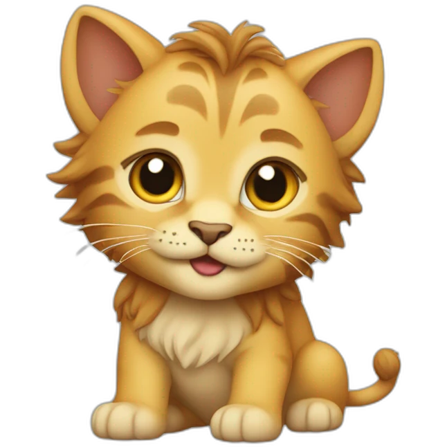 Un petit chaton sur un lion emoji