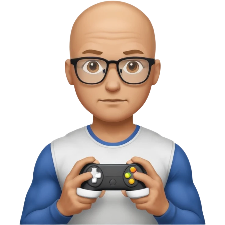 gamer with glasses, bald and muscular emoji