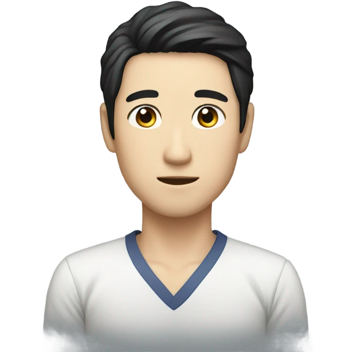 man from japan with white skin and black hair, wear casual shirt  emoji