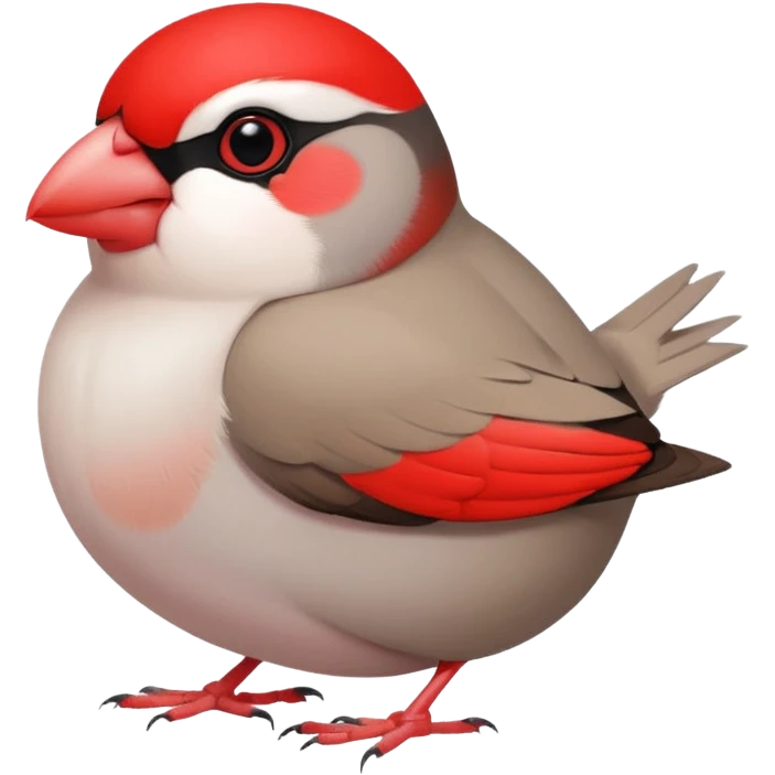 Java sparrow squashed by two hands like 🫸🐦🫷 but the color of the bird is white and beak is red emoji