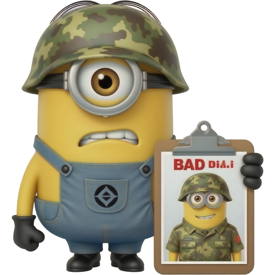 scolding  Minion in army uniform holding clipboard text BAD DiDi emoji