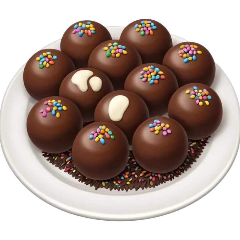 chocolate balls on plate with chocolate sprinkles emoji