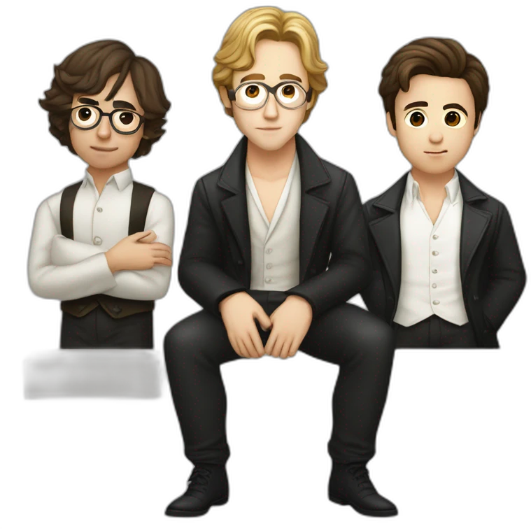 Young Beethoven, Asian John Lennon and German Ryan Gosling forming a boyband emoji
