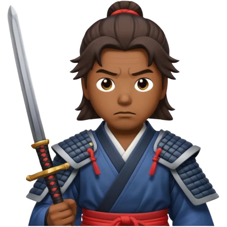 Samurai with brown skin and samurai sword emoji