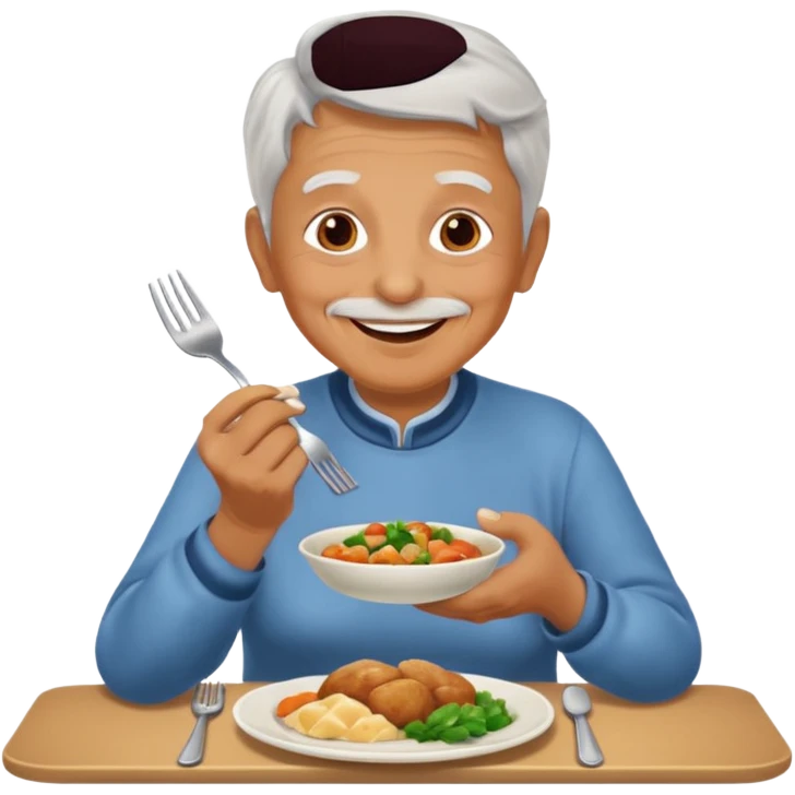 elderly person having dinner emoji