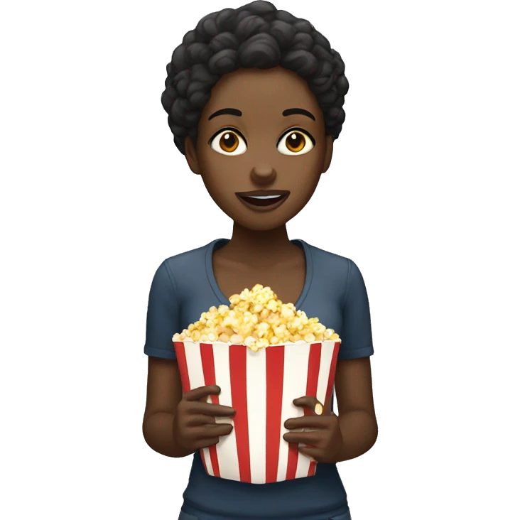 Black girl eating popcorn emoji