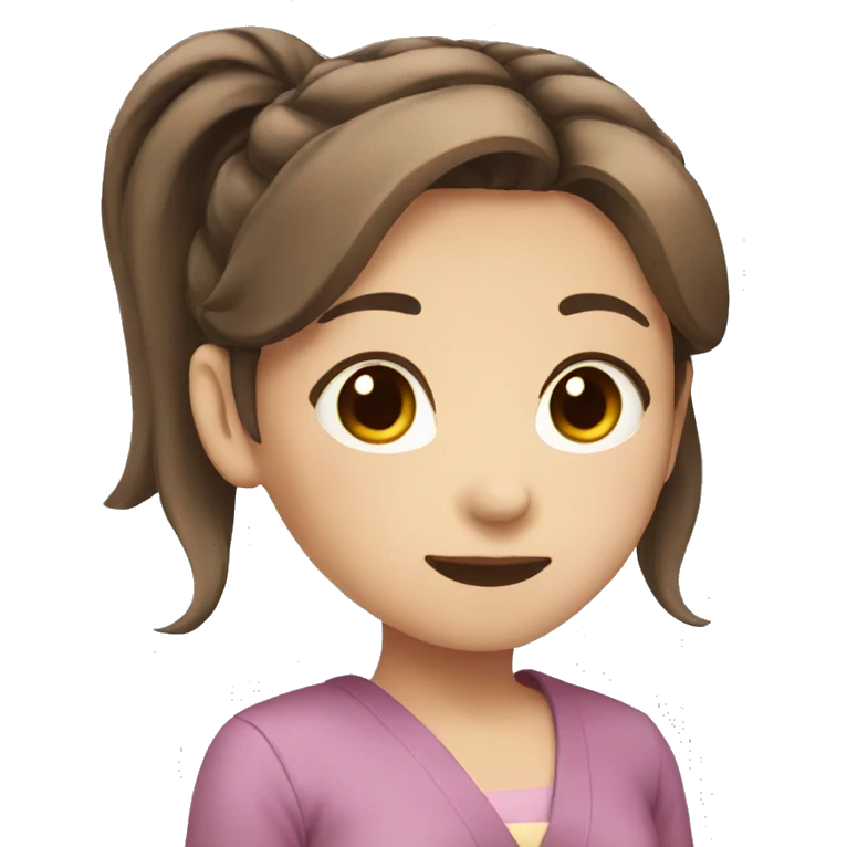 japanese girl with brown hair and double ponytail emoji