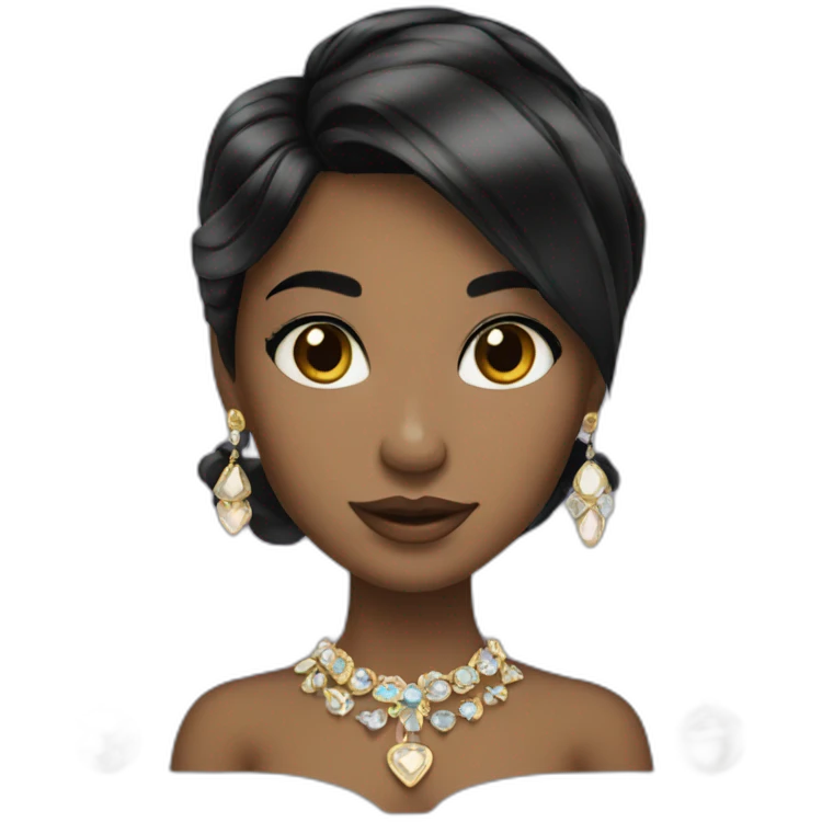 elegant black-haired girl with jewelry. emoji