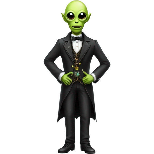 alien galora in Victorian dress elegant, full body, holding usb key emoji