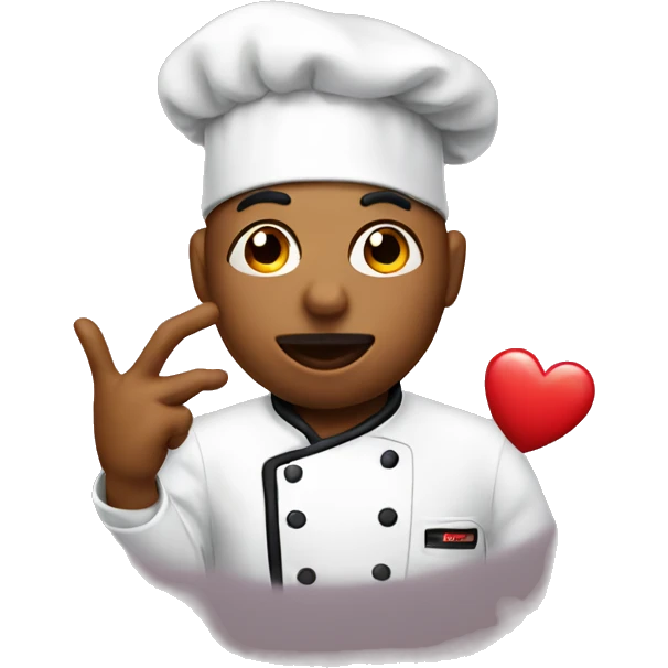 Chef making a kiss face with a heart emoji