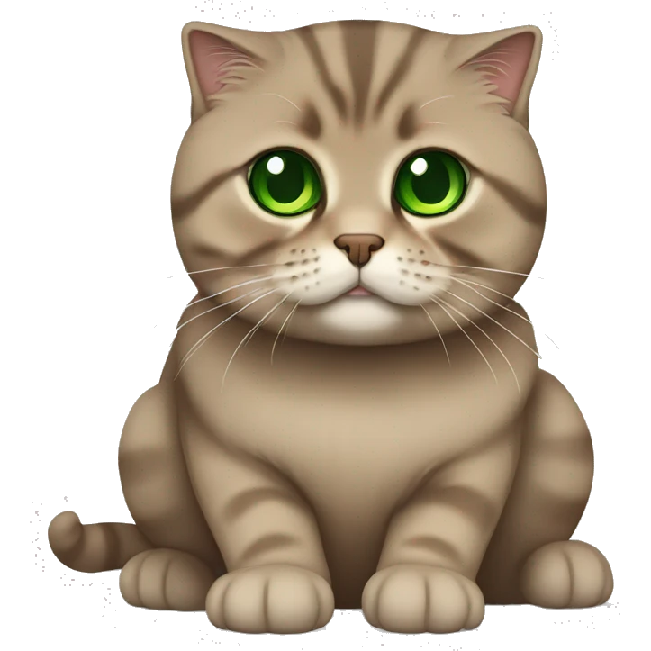 Brown scottish fold cat with green eyes  emoji
