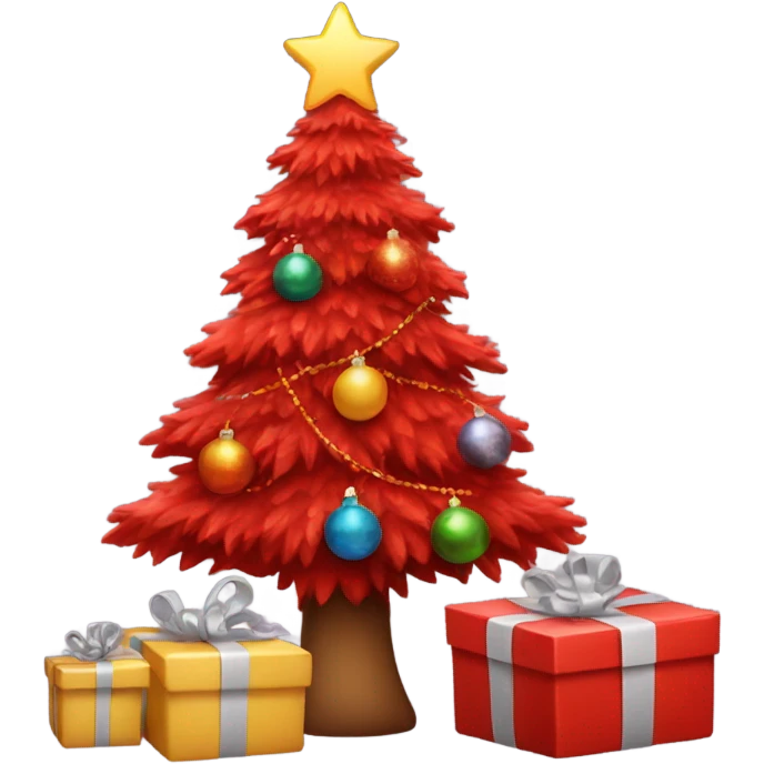 Red Christmas tree with gifts emoji