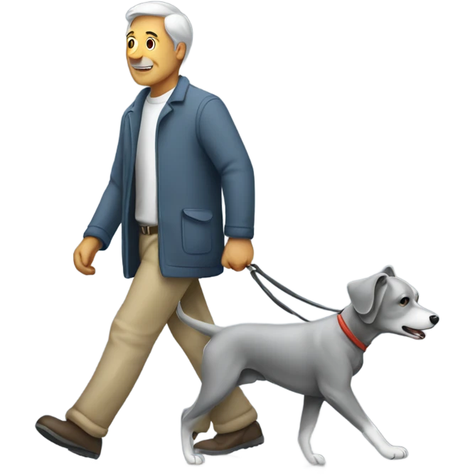 Man walking a grey dog emoji