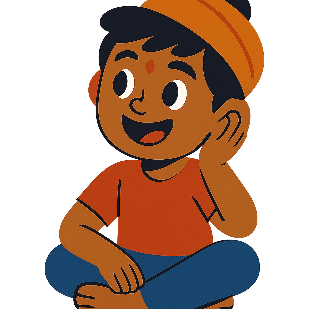 happy Indian kid listening to a story emoji