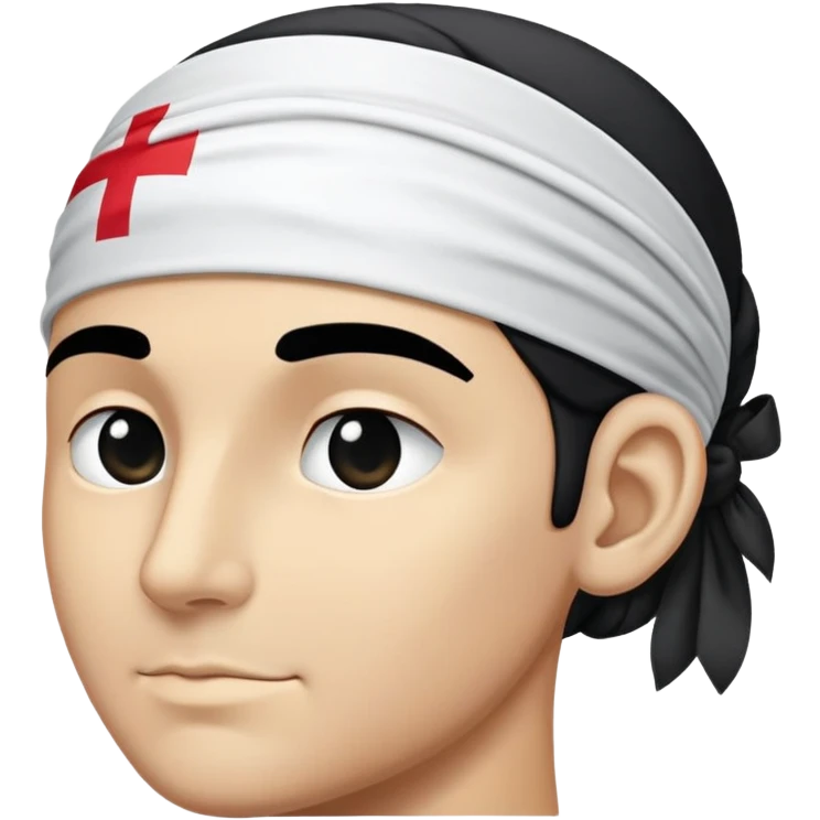 Drapeau de la Corse  avec une tete  noir de profile tourner sur la gauche avec un bandeau blanc nouer sur le front  emoji