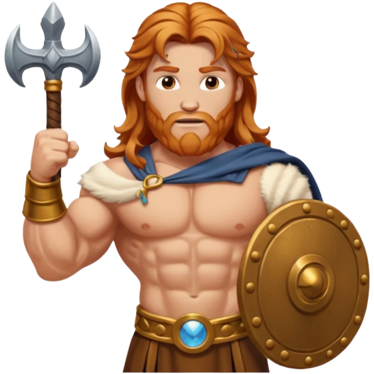 Hercules, God of Strength from Gods and Goddesses with long reddish blonde hair, bronze outfit emoji