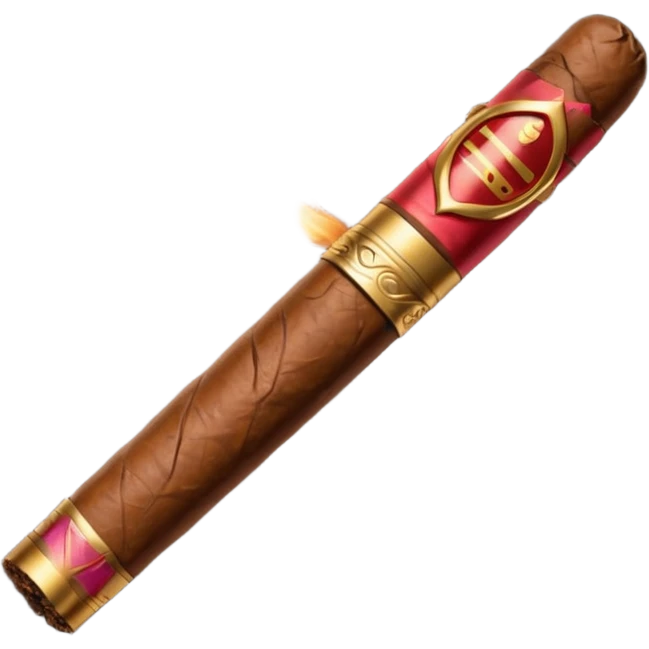 Emoji-style cigar icon, dark brown wrapper, subtle smoke, minimalistic, clean silhouette, metal details, no gold details emoji