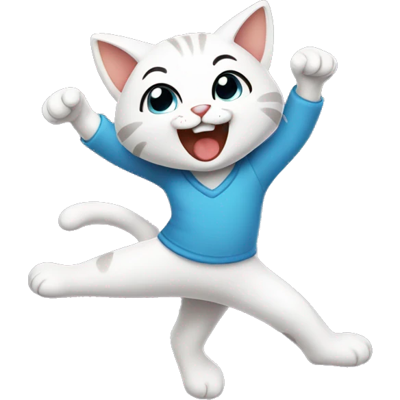 cute dancing cat in cartoon version emoji