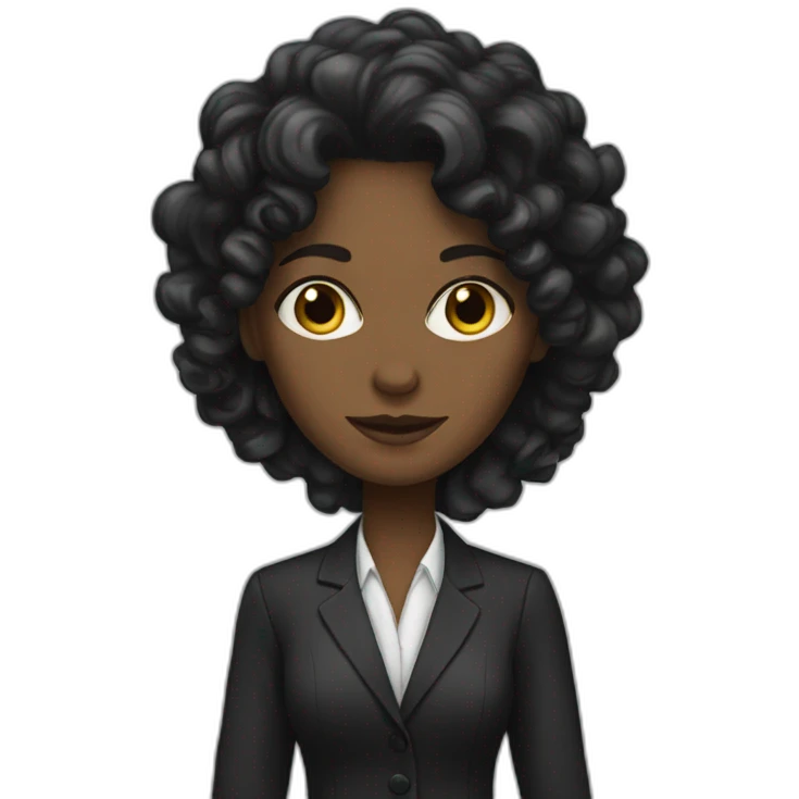 white woman lawyer with curly black long hair emoji