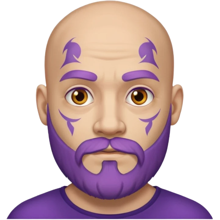 bald purple bearded man with face tattoo emoji