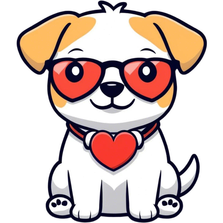 a dog who where a glasses with pillow heart emoji