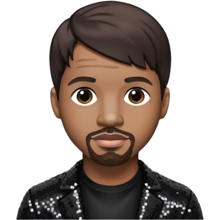  Stevie J, Record Producer with dark brown hair, black sequin outfit emoji