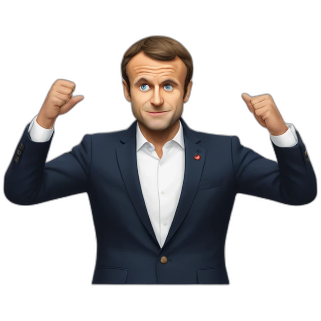 emmanuel macron saying no with his hands emoji