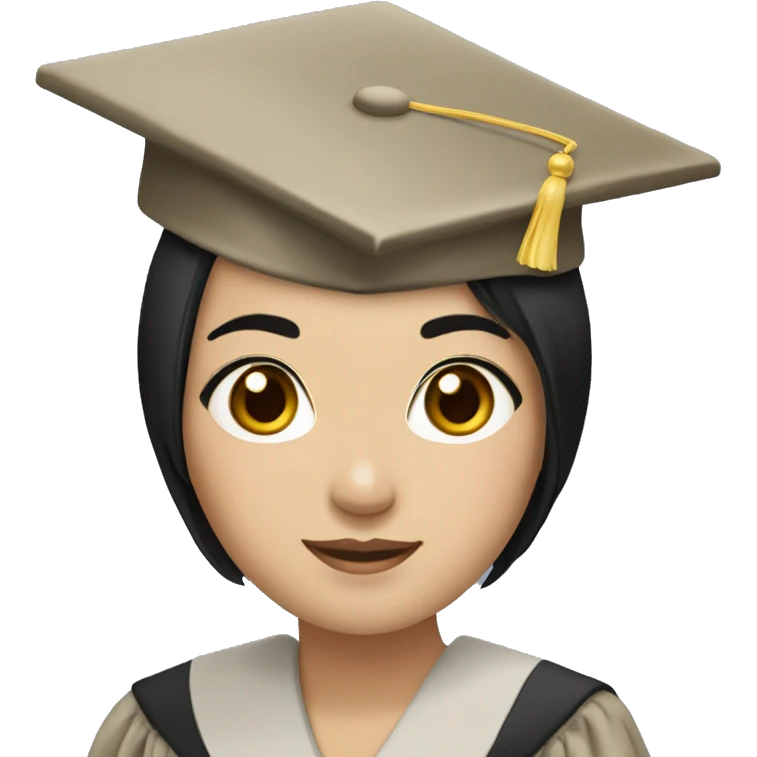 graduation girl with black hair asian skintone emoji