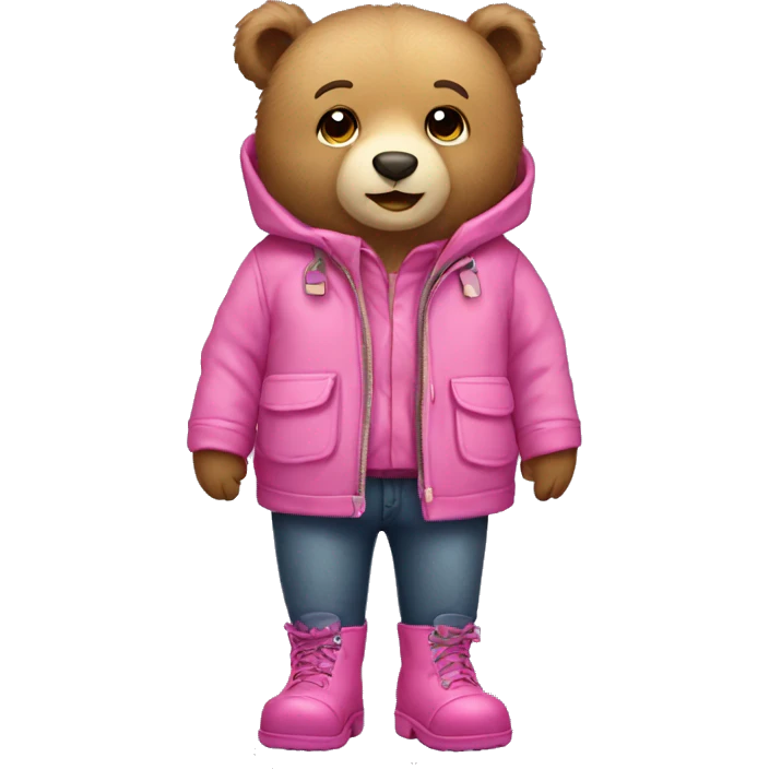 a bear wearing pink boots and coat emoji