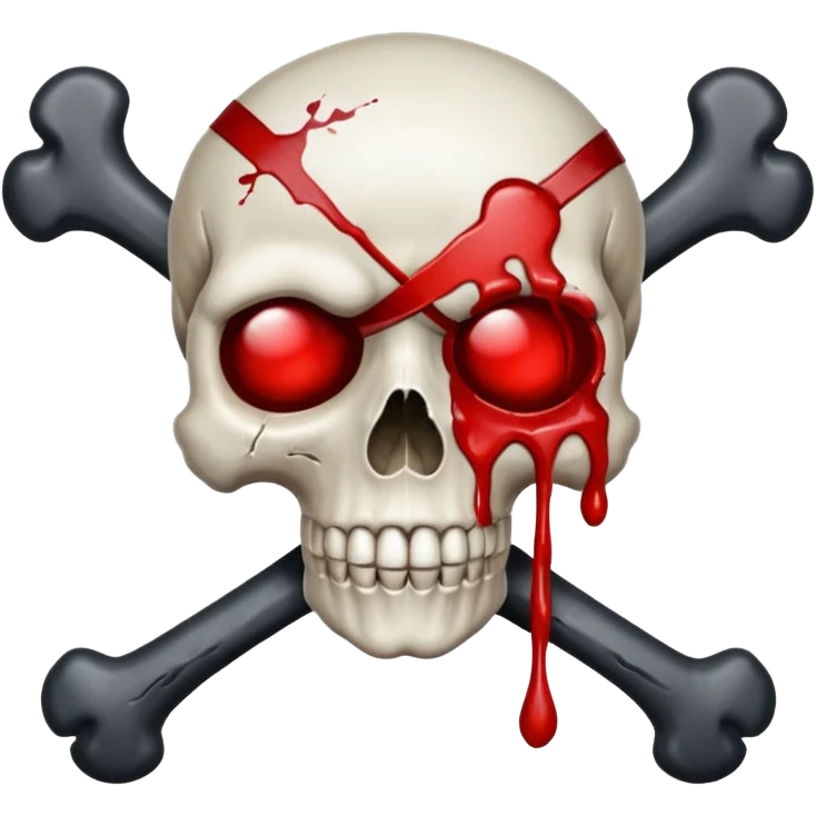 Skull and crossbones with a bleeding eyepatch emoji