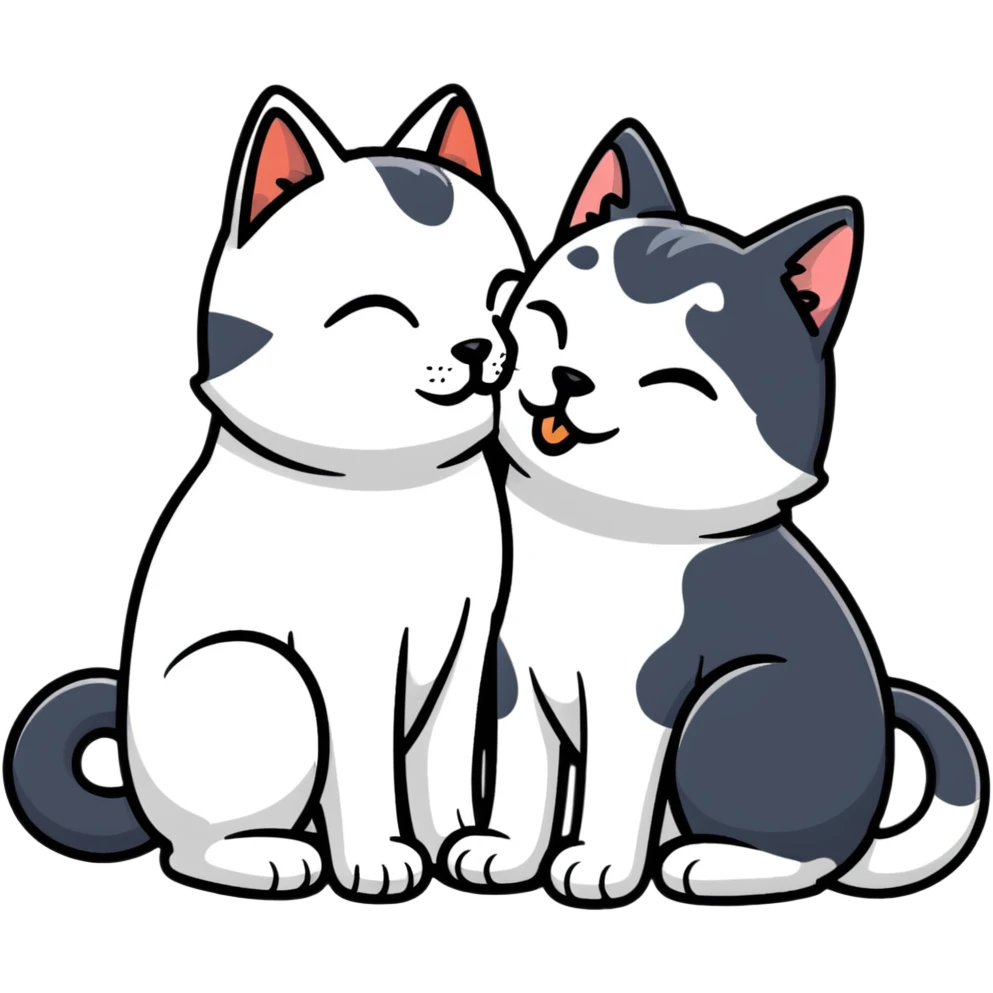Cat kisses a dog emoji