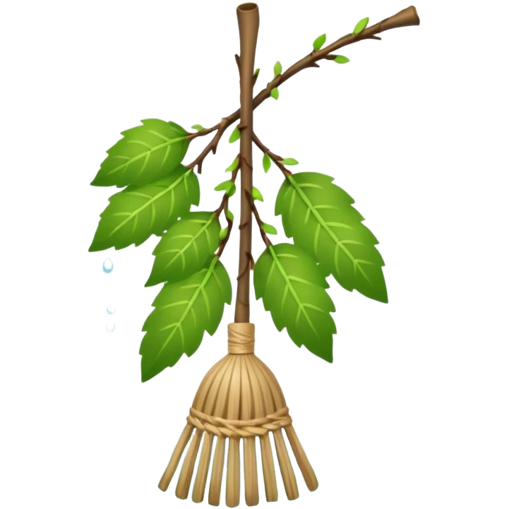 Birch Broom For Russian Bath Water Green Leaves  emoji