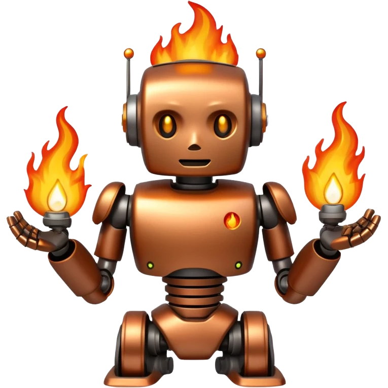 🤖+뒷배경에 🔥+🪫 emoji