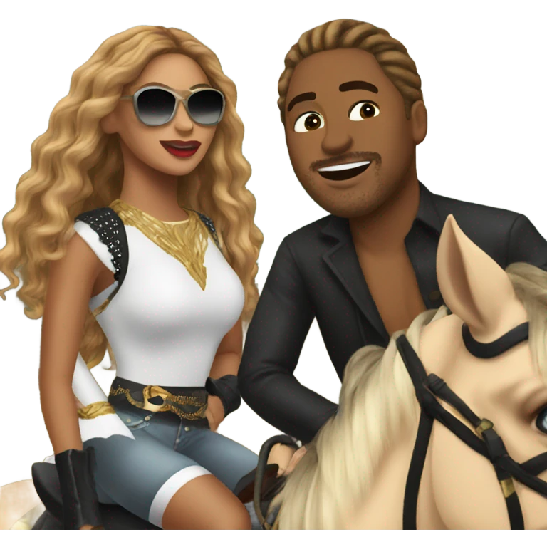 Beyoncé and I on horses emoji