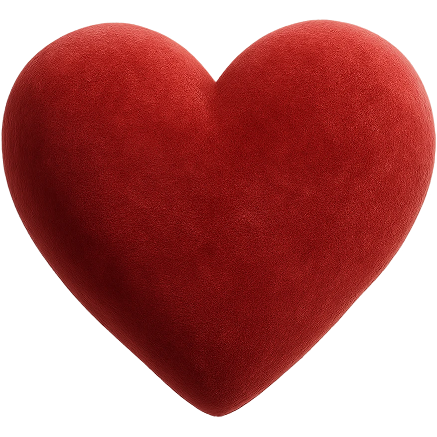 realistic digital art of a heart with a soft velvet texture, no background emoji