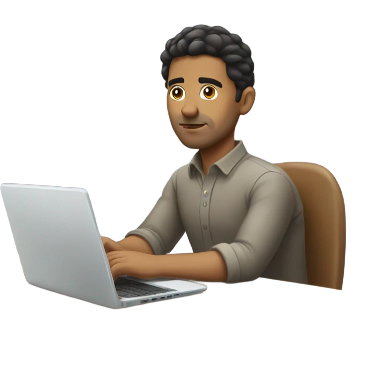 Working at my desk remotely from home Hispanic male emoji