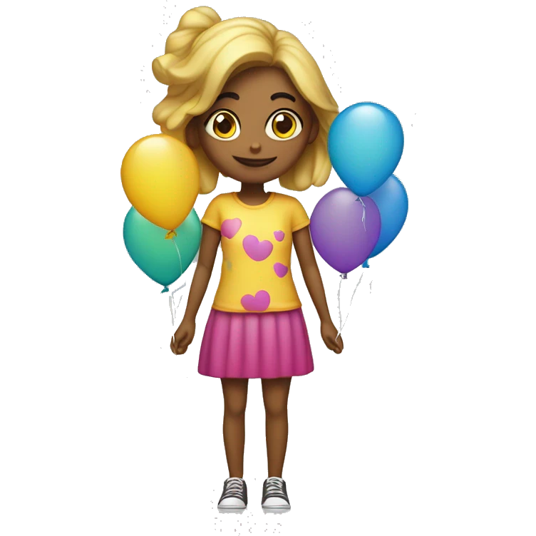 Chica con globos, pelo y piel clara emoji