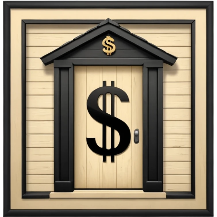 a normal house with a dollar sign in the middle emoji